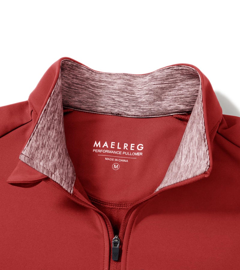 M MAELREG Quarter Zip Pullover Men Moisture Wicking Performance Dry Fit Sport Golf 1/4 Zip Pullover Mens Sweatshirt Red - Image 4