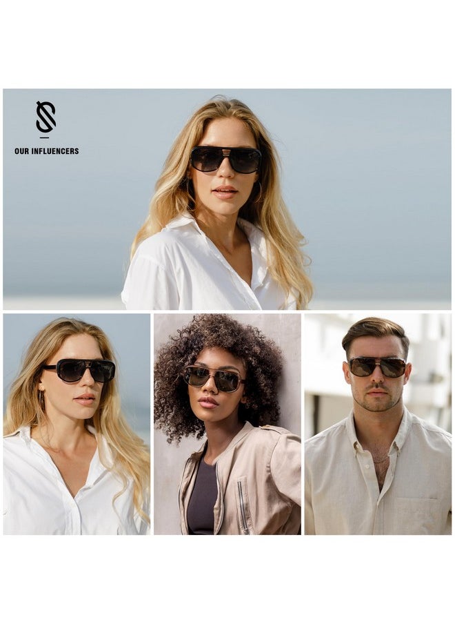 Sojos Retro Aviator Sunglasses For Men Women Oversized Polarized Trendy Womens Uv 400 Shades Sj2304 Black Brown  - Image 2