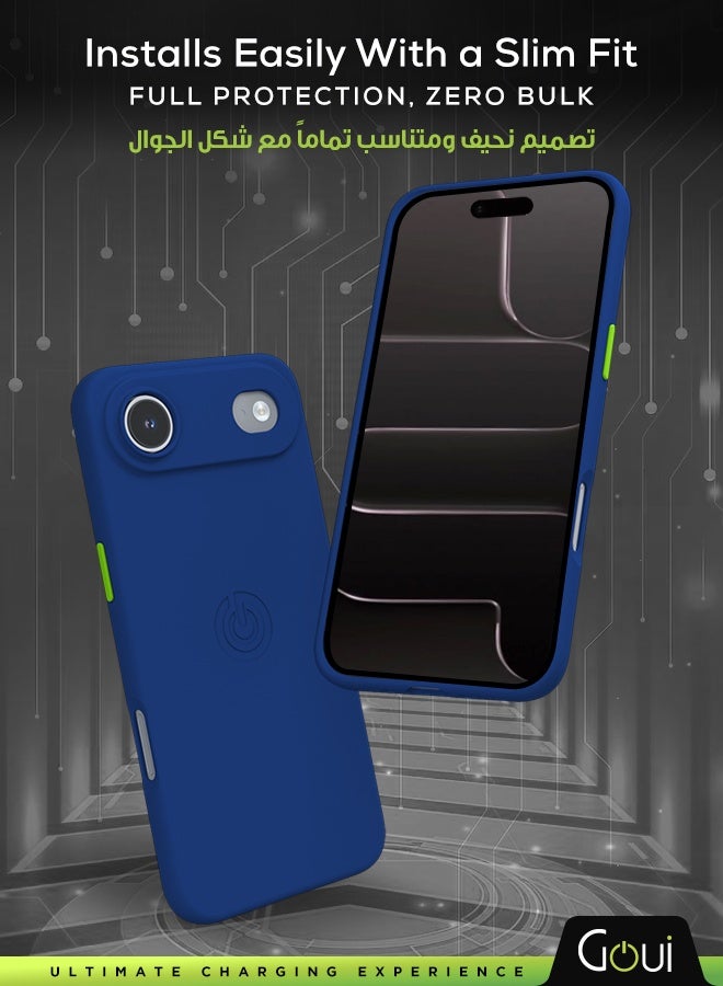جوي كفر ايفون 17 اير | حماية شاملة | متوافق مع MagSafe | يدعم الشحن اللاسلكي | متعدد الألوان | ملمس ناعم | تصميم مغناطيسي للتثبيت أزرق كحلي - Image 2