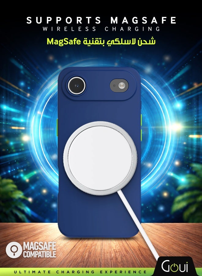 جوي كفر ايفون 17 اير | حماية شاملة | متوافق مع MagSafe | يدعم الشحن اللاسلكي | متعدد الألوان | ملمس ناعم | تصميم مغناطيسي للتثبيت أزرق كحلي - Image 3