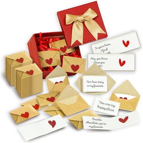 Stofinity 60 Love Notes For Him Her - Anniversary Card Long Distance Relationship Gifts For Boyfriend Girlfriend, Cute Couple Gifts For Valentines, Birthday, Mini Envelope Lunch Notes For Husband Wife - Image 1