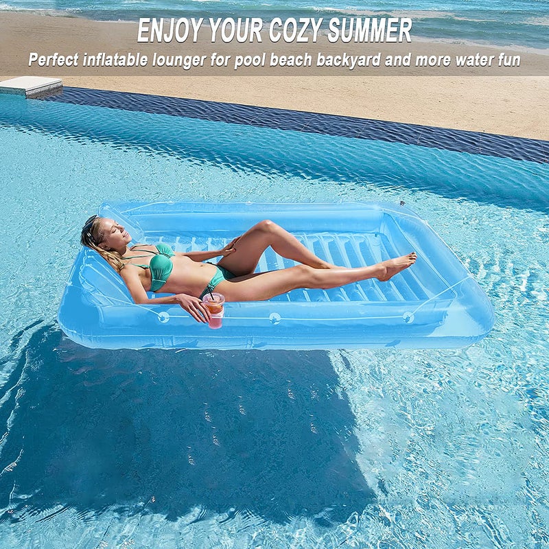 SLLAK Inflatable Pool Floats Boat for Adults, Blow Up Tanning Pool Raft Sun Tan Tub with Inflatable Pillow for Family Outdoor, Garden, Backyard Summer Water Party (14+ Year Old) (Small,Blue) - Image 5