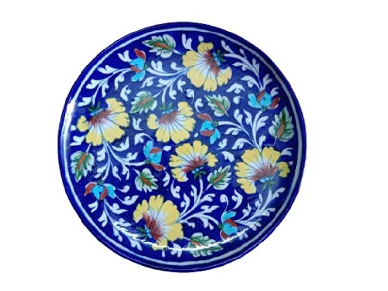 CRAFT PARK Jaipur Blue Pottery Home Decor Wall Hanging Handmade PlateServing Plate 25 cm x 25 cm x 3 cmCFPP6