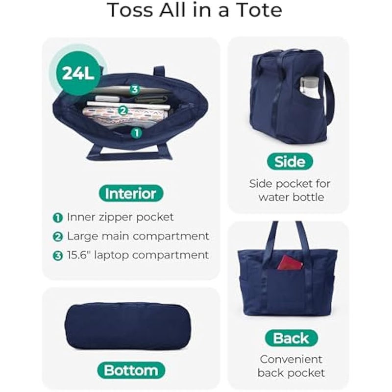 BAGSMART Large Women’s Bag with Top Handle and Buckle for Yoga Mat, Gym, Work, School - Image 3