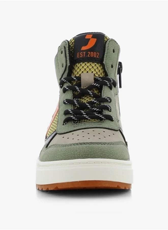 SJ Boy's Colourblock High Top Sneakers with Lace-Up Closure