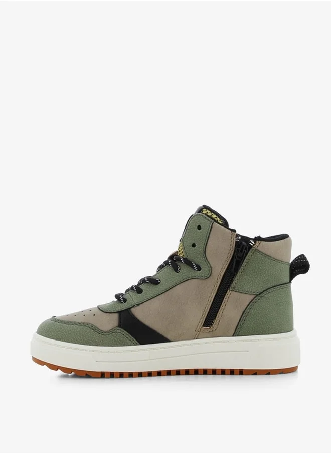 SJ Boy's Colourblock High Top Sneakers with Lace-Up Closure