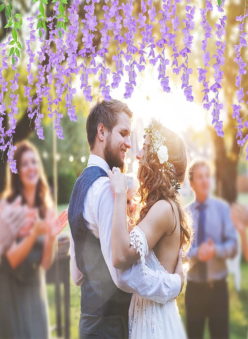 SYOSI Artificial Wisteria Vine Flowers 12 Pack 44" Fake Flower Bushy Vine Ratta Hanging Garland for Wedding Party Garden Outdoor Greenery Home Wall Deco Home Hote Wedding Promenade Decoration - Image 3