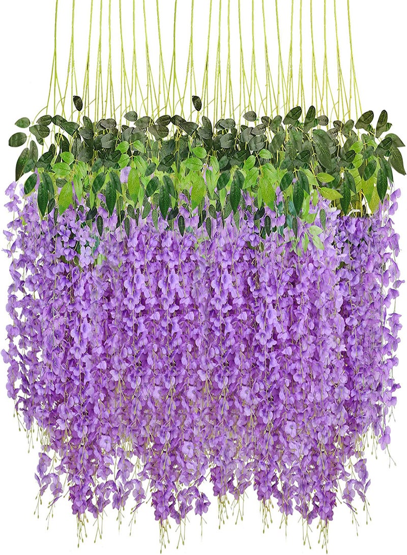 SYOSI Artificial Wisteria Vine Flowers 12 Pack 44" Fake Flower Bushy Vine Ratta Hanging Garland for Wedding Party Garden Outdoor Greenery Home Wall Deco Home Hote Wedding Promenade Decoration - Image 1