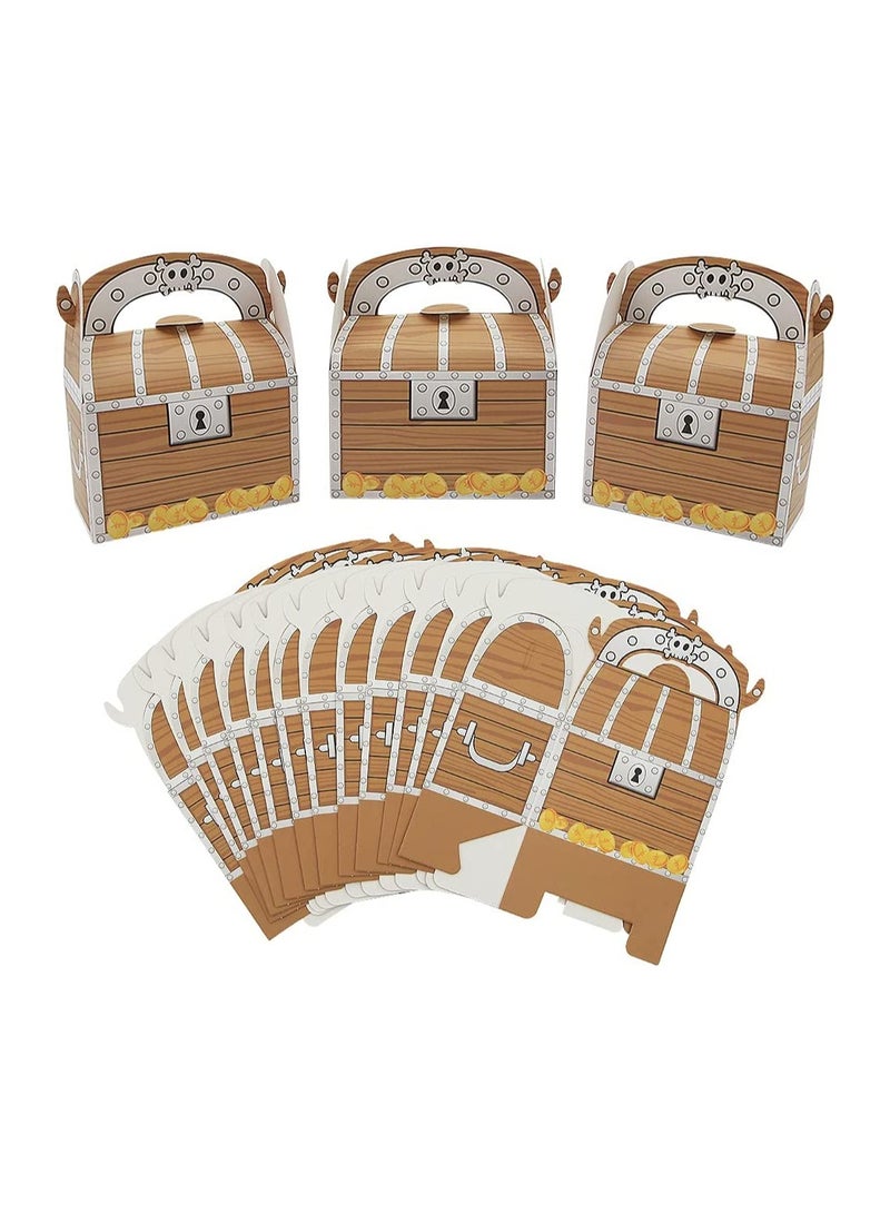 Pirate Treasure Chest Party Favor Boxes, 10 pcs Goodie Bags for Kids, Gift Candy Box with Handle, 11 x 7 x 14cm, Perfect for Birthday Parties and Pirate-Themed Games - Image 1