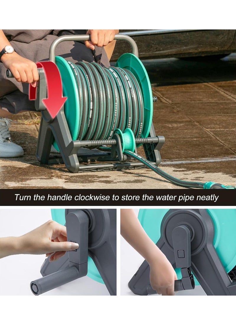 ONLYMAY Portable Garden Hose Reel Set, Multifunction Wall Hanging, 30M Garden Hose Reel Kit Water Hose Holder Water Gun of Spray Heads, and 2M Hoses for Household Garden Watering Car Wash, Blue - Image 3