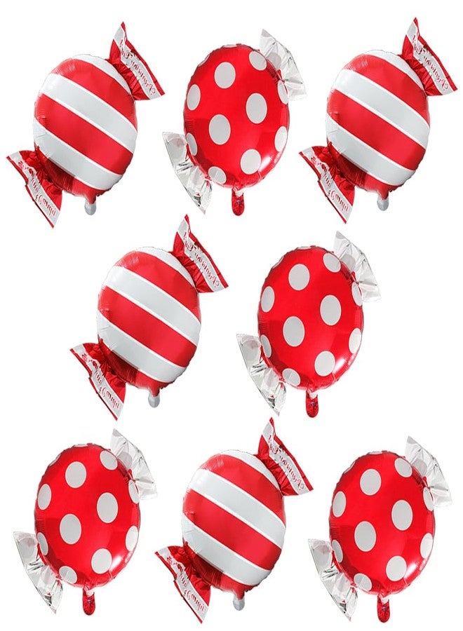 Deermon Best Red Sweet 8 Pack Candy Party Decpration Balloons, Mix 2 Design Candyland Theme Birthday Party Balloon Supplies, Christmas Baby Shower Wedding Halloween Party Decor - Image 1