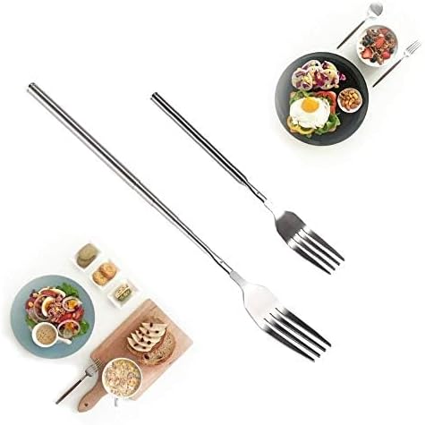 YOSOO 2 pcs Telescopic Fork Extendable Long Handle Fork Barbecue Toasting Dinner Fruit Dessert Long Fork Cutlery - Image 2