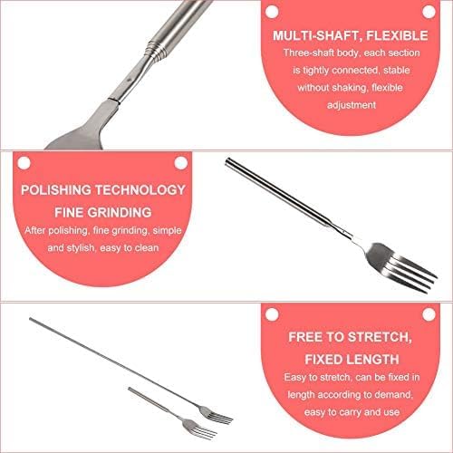 YOSOO 2 pcs Telescopic Fork Extendable Long Handle Fork Barbecue Toasting Dinner Fruit Dessert Long Fork Cutlery - Image 4