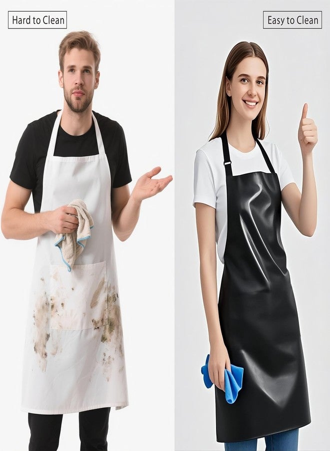 GoldPig 2 Pack Rubber Apron, 40 Inch Waterproof Apron,Chemical Resistant Apron,Butcher Apron,Adjustable Dishwashing Apron - Work Aprons for Dog Grooming,Barbecue,Gardening,Lab and kitchen,Black - Image 5