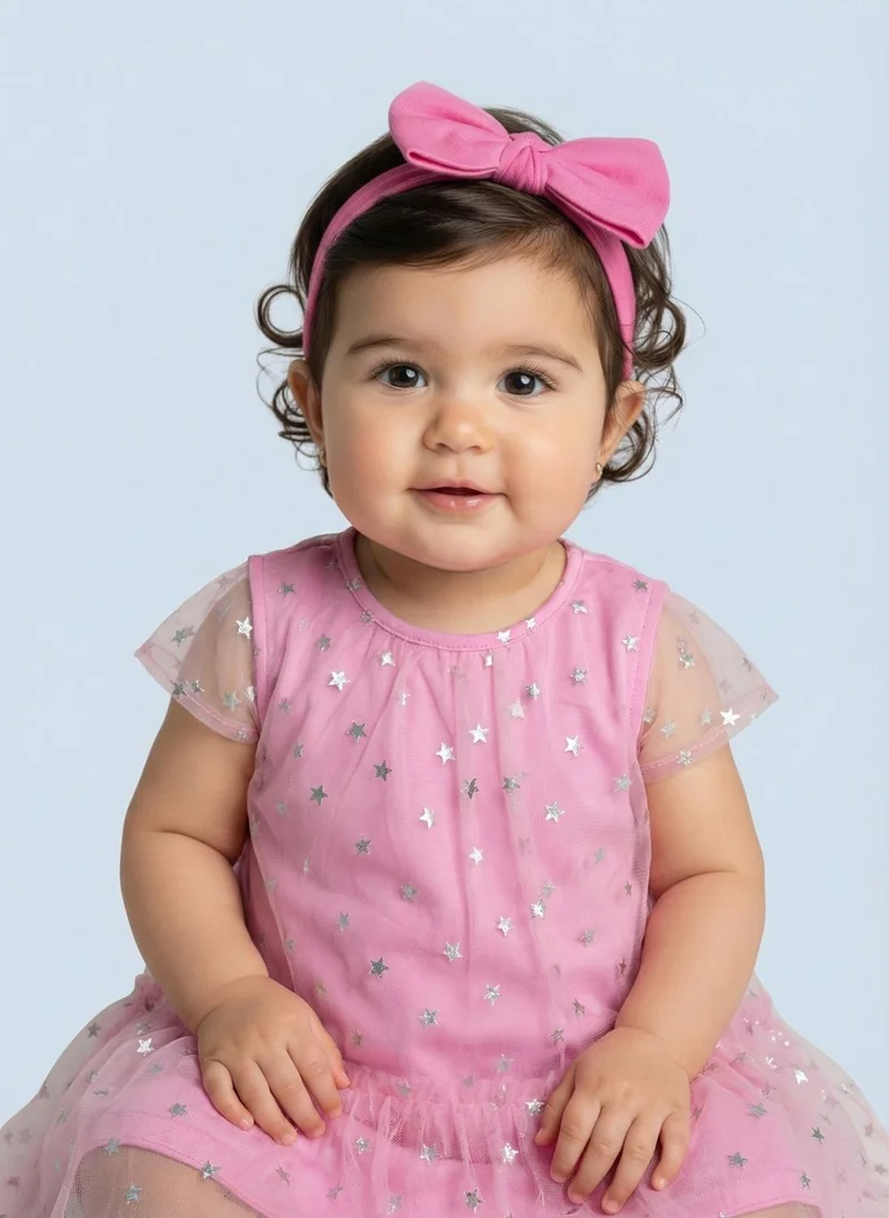 Nautinati Nautinati Baby Girls' A-line Frilled Mesh All-over Flower & Polka Dot Print Party Dress