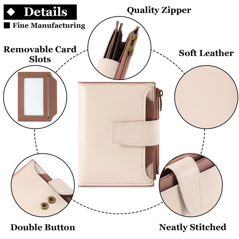 Airkit Small Wallet Women RFID Blocking Soft Leather Bifold Compact Card Holder Wallet for Women with Zipper Coin Pocket 4 ID Window - Image 5
