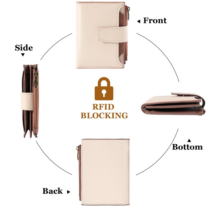 Airkit Small Wallet Women RFID Blocking Soft Leather Bifold Compact Card Holder Wallet for Women with Zipper Coin Pocket 4 ID Window - Image 4