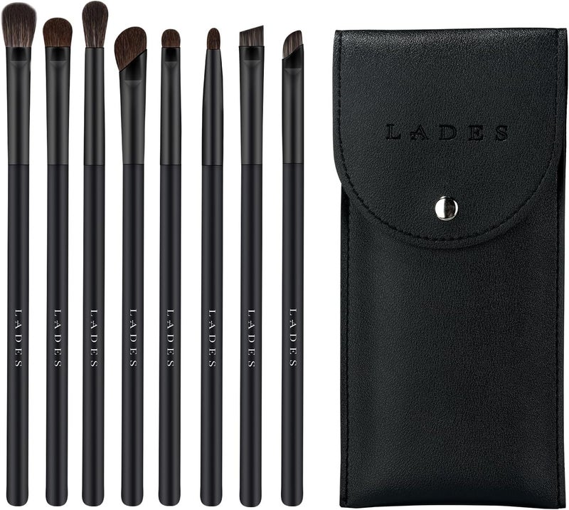 MSQ 8 PCS Eye Makeup Brush Set Angled Brush Precision Eyeshadow Tools Everyday Eye Essentials Makeup Brush Set with Bag Make Up Eye Brush Set