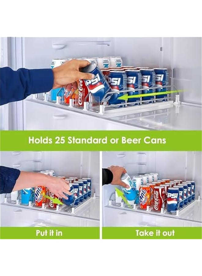 HOOKOR Soda Can Dispenser for Refrigerator,Self-Pushing Drink Organizer for Fridge, Width Adjustable Fridge Organization, Beer Pop Can Water Bottle Drink Dispenser for Fridge (White-5 Row) - Image 5
