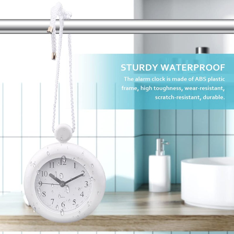 LVOERTUIG Waterproof Bathroom Shower Clock, Silent Dual-Purpose Analog Quartz Clock, White, 4.72 x 5.75 Inches - Image 4