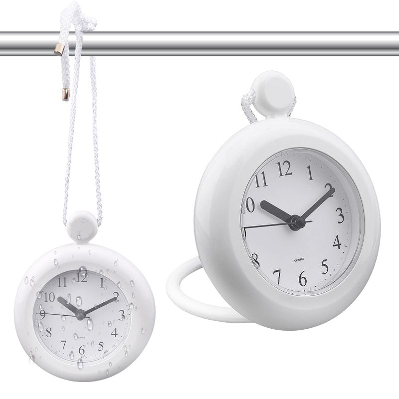 LVOERTUIG Waterproof Bathroom Shower Clock, Silent Dual-Purpose Analog Quartz Clock, White, 4.72 x 5.75 Inches - Image 1