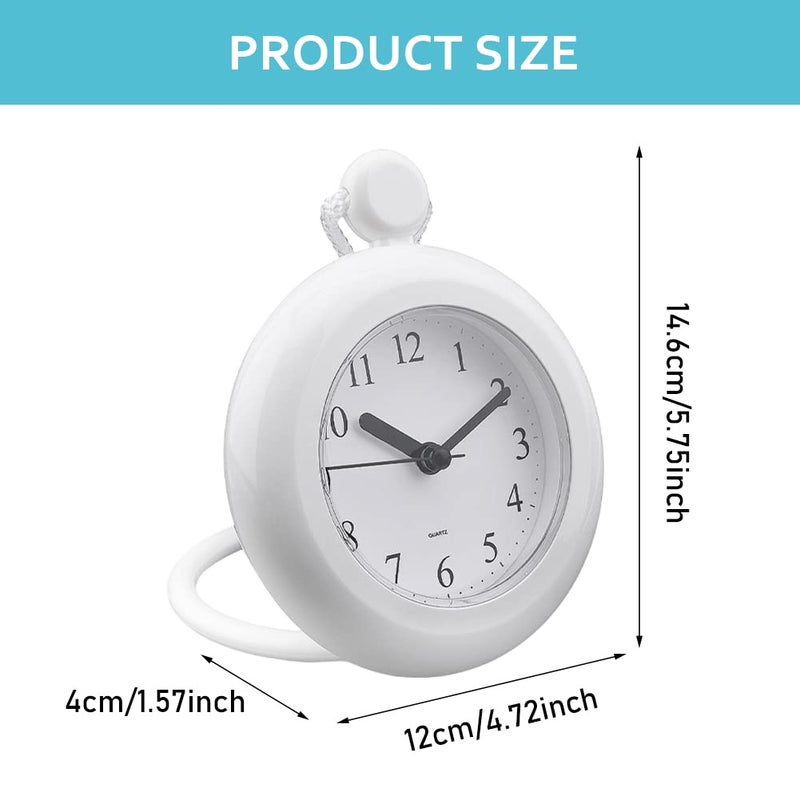LVOERTUIG Waterproof Bathroom Shower Clock, Silent Dual-Purpose Analog Quartz Clock, White, 4.72 x 5.75 Inches - Image 2