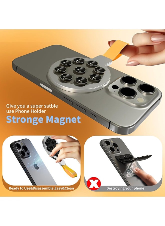 SUNDAREE - Magnetic Suction Cup Phone Mount, Silicone Suction Phone Case Grip Stand Holder for MagSafe, Hands- Free Mirror Shower Phone Holder Mount Fit iPhone 16 Pro Max, TikTok Creator|Videos (Black Orange) - Image 1