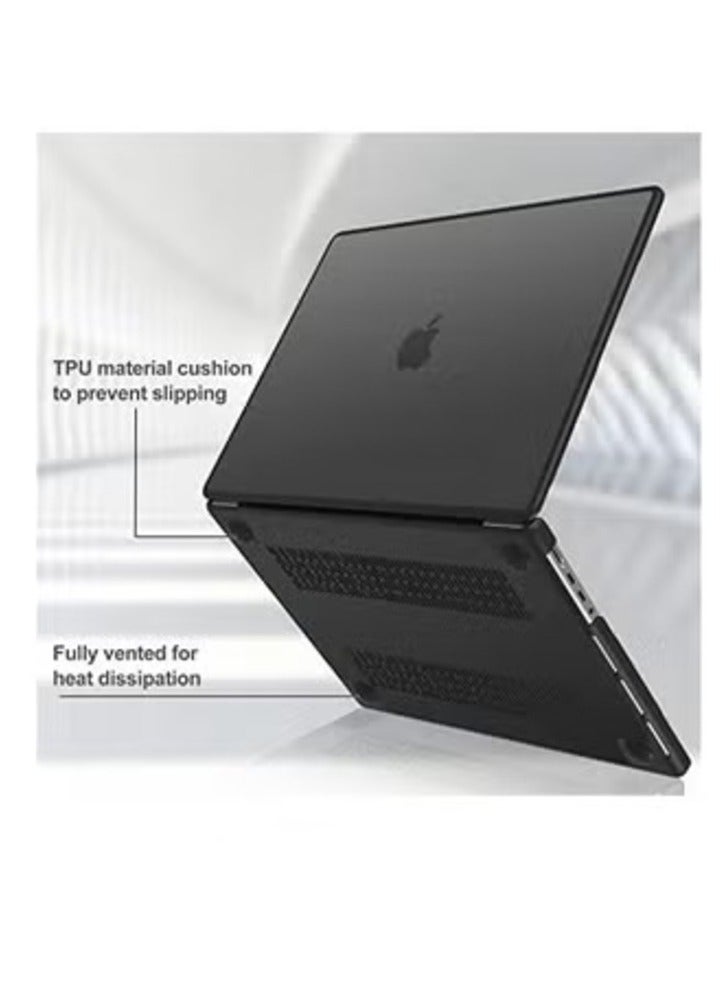 موسيسو حافظة ماك بوك برو 16 بوصة إصدار 2023/2021 A2780 / A2485، حافظة صلبة شفافة غير لامعة ومضادة للصدمات لجهاز ماك بوك برو مع شريحة M2 M1 Pro/Max وTouch ID - أسود - Image 2