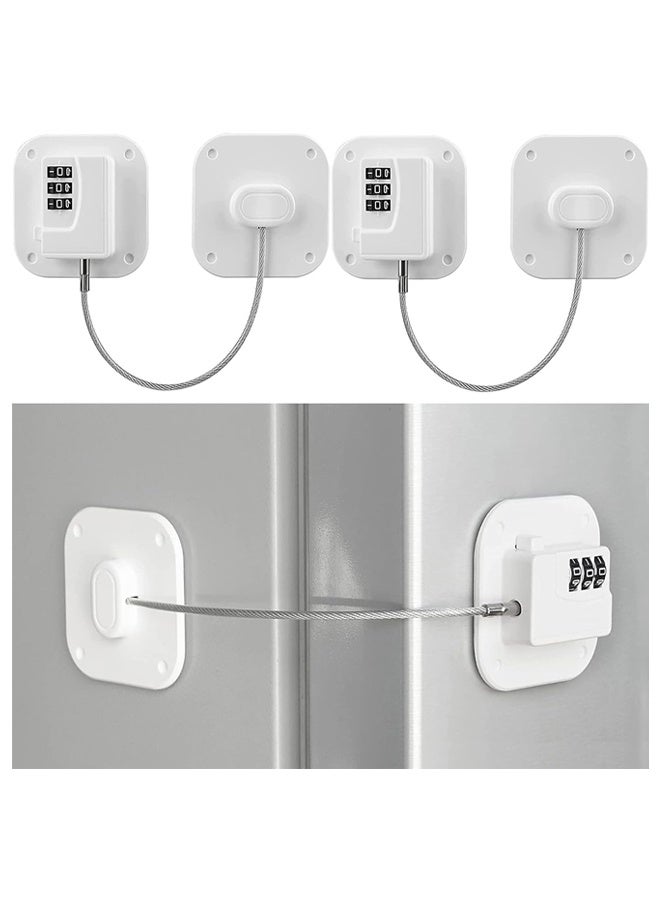 DUNISO 2 Pack Refrigerator Lock, Child Safety Cabinet Locks, Child Proof Fridge Lock， No Drill,Easy to Install，for Refrigerator, Cabinets, Closets, Drawers, Window (White） - Image 1