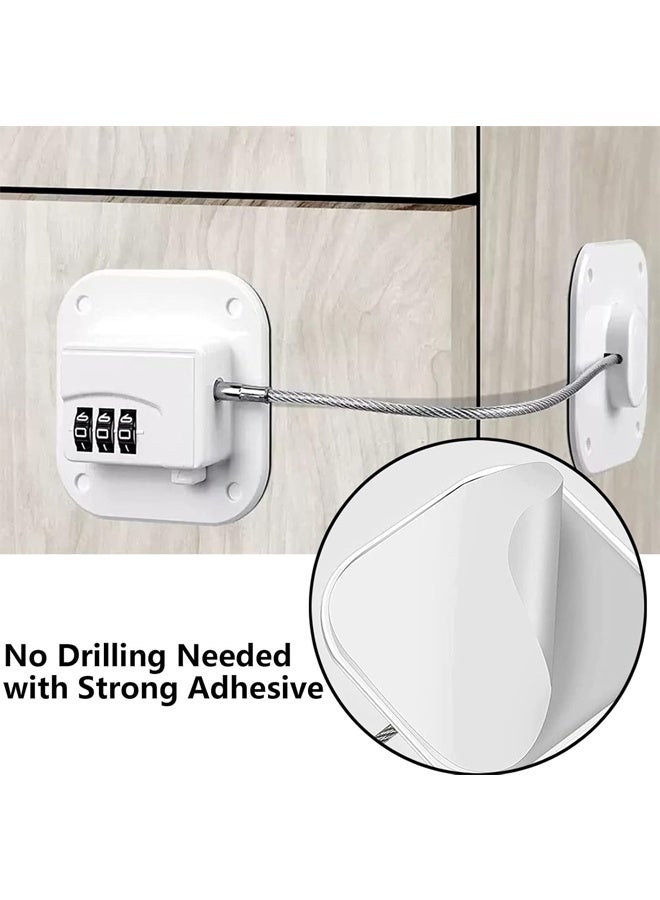 DUNISO 2 Pack Refrigerator Lock, Child Safety Cabinet Locks, Child Proof Fridge Lock， No Drill,Easy to Install，for Refrigerator, Cabinets, Closets, Drawers, Window (White） - Image 4