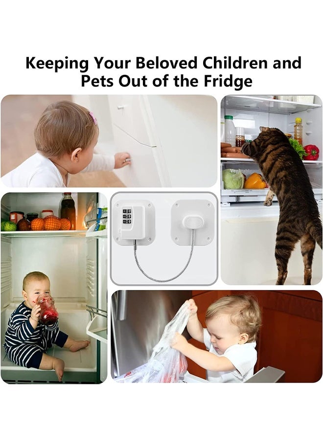 DUNISO 2 Pack Refrigerator Lock, Child Safety Cabinet Locks, Child Proof Fridge Lock， No Drill,Easy to Install，for Refrigerator, Cabinets, Closets, Drawers, Window (White） - Image 5