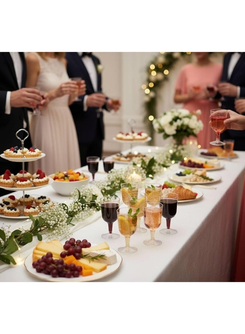 بواو كؤوس نبيذ بلاستيكية من BOAO - 50 كوب نبيذ خارجي غير قابل للكسر وخفيف الوزن للحفلات وحفلات الزفاف والاستخدام اليومي - خالٍ من مادة BPA وقابل لإعادة الاستخدام من أجل متعة صديقة للبيئة (شفاف) - Image 2