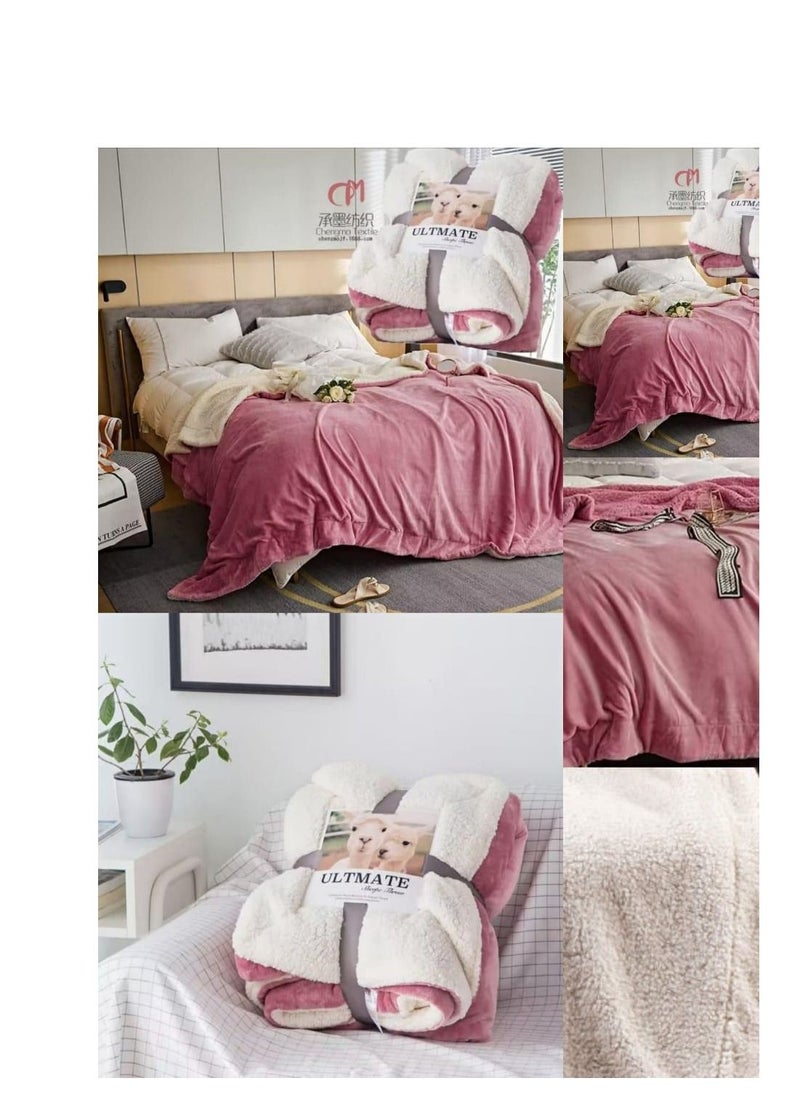 Generic - Bedding Fleece Throw Blanket,Teal Warm Reversible Plush Fleece Bed Super King Size Blanket simple design 200x230 cm - Image 1