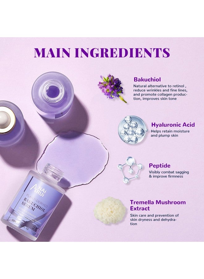 ANAI RUI Bakuchiol Face Serum For Face, Bakuchiol Retinol Alternative Serum,Smoothing Face Serum With Hyaluronic Acid & Peptide Sensitive Skin Serum, Anti Aging & Wrinkle Serum, 1Fl.Oz - Image 3