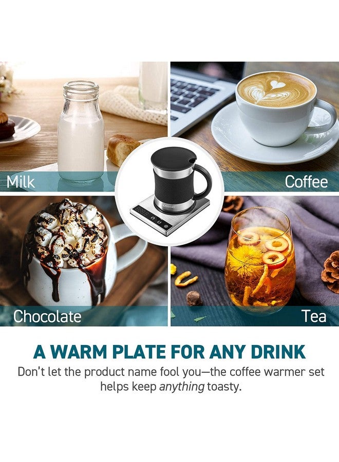 COSORI COSORI Coffee Mug Warmer & Mug Set for Desk, Cup Heater, Office & Christmas Gifts, 1°F Precise Temperature Control, Touch Tech & LCD Digital Display (77-194℉), 304 Stainless Steel, Silver/Black - Image 2