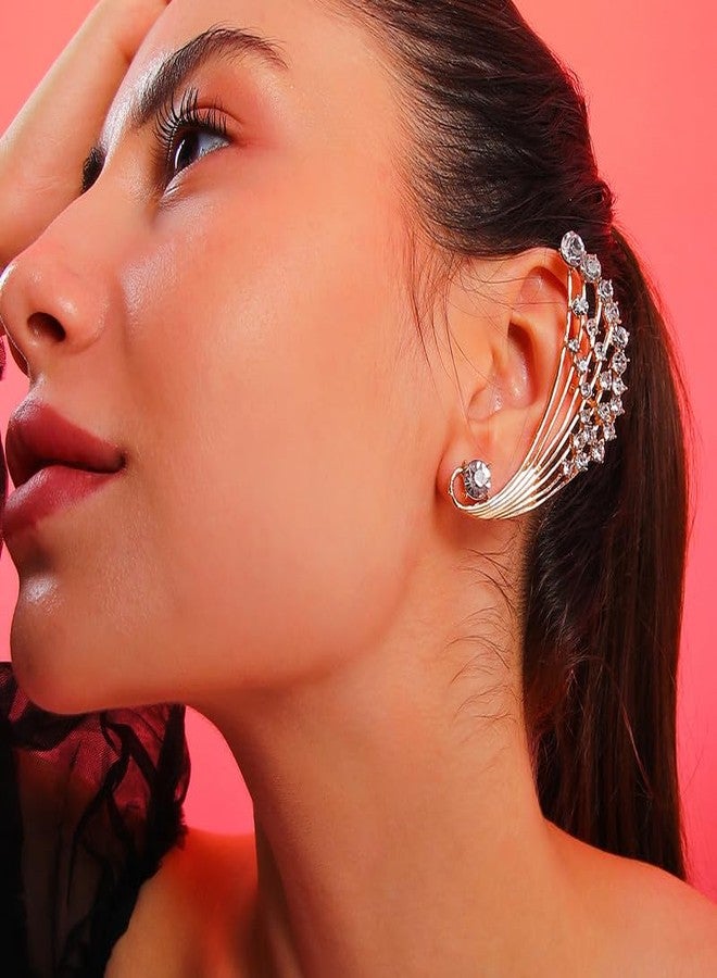SOHI Women's Tiered Cuff Earring For Casual Wear | Metallic Gold Colour | Alloy Material | Push Back Closure | Gold-Plated Cuff Earrings | Earrings For Women and Girls - Image 3