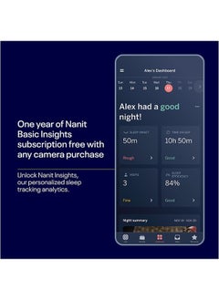 Nanit Pro Smart Baby Monitor And Wall Mount – Wi - Fi Hd Video Camera, Sleep Coach And Breathing Motion Tracker, 2 - Way Audio, Sound And Motion Alerts, Nightlight And Night Vision, Includes Breathing Band  - Image 4