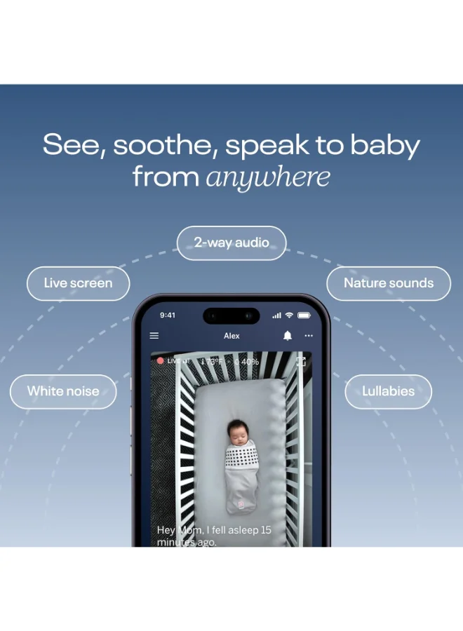 Nanit Pro Smart Baby Monitor And Wall Mount – Wi - Fi Hd Video Camera, Sleep Coach And Breathing Motion Tracker, 2 - Way Audio, Sound And Motion Alerts, Nightlight And Night Vision, Includes Breathing Band