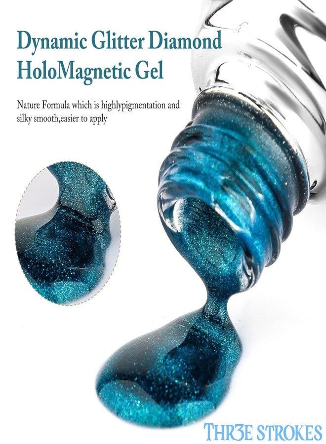 THR3E STROKES 9D Glitter Cat Eye Gel Magnetic Nail Polish Art Manicure DIY at Home Soak Off UV Gel 7.5ML (CE13, 7.5ML) - Image 3