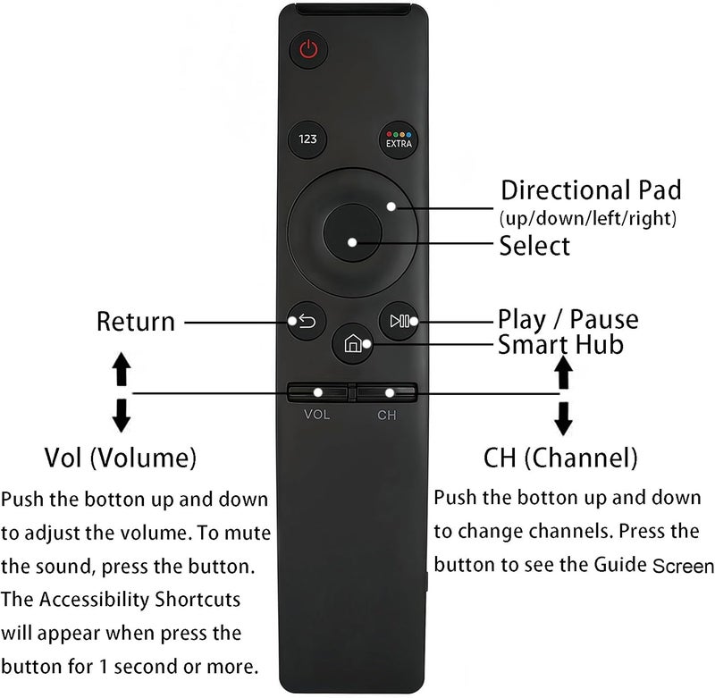 New BN59-01259E Replaced Remote Compatible for Samsung TV UN40KU6290 UN65KU6290 UN40KU6290F UN55KU6290F UN60KU6290F UN70KU6290F UN50KU6290 UN55KU6290 UN60KU6290 UN43KU7000D UN49KU7000 UN70KU6290 - Image 2