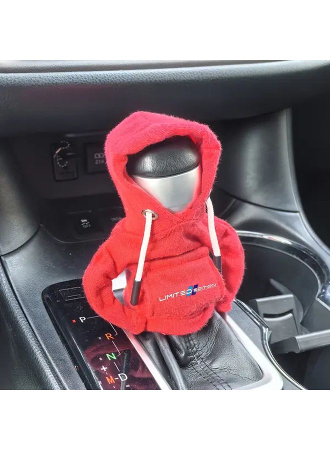 Pink Car Gear Shift Knob Cover Hoodie Sweatshirt Design Universal Fit Soft Durable Fabric Interior Accessory - Image 1