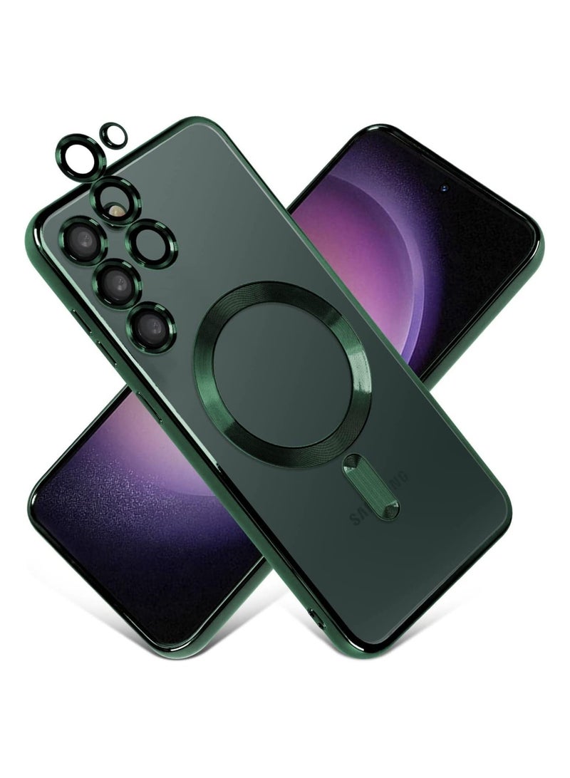 حافظة مغناطيسية شفافة لهاتف سامسونج جالكسي S23 ألترا مع واقي عدسة الكاميرا متوافقة مع ماغسيف، مصنوعة من TPU ناعم مضاد للصدمات ومقاوم للخدوش - Image 1