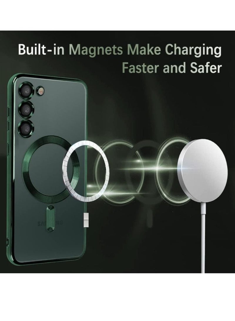 حافظة مغناطيسية شفافة لهاتف سامسونج جالكسي S23 ألترا مع واقي عدسة الكاميرا متوافقة مع ماغسيف، مصنوعة من TPU ناعم مضاد للصدمات ومقاوم للخدوش - Image 3