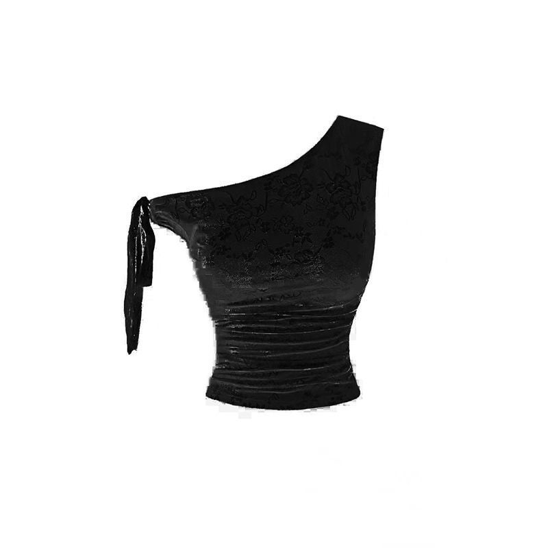 Sexy Lace Spliced Off-Shoulder Crop Top - Image 2