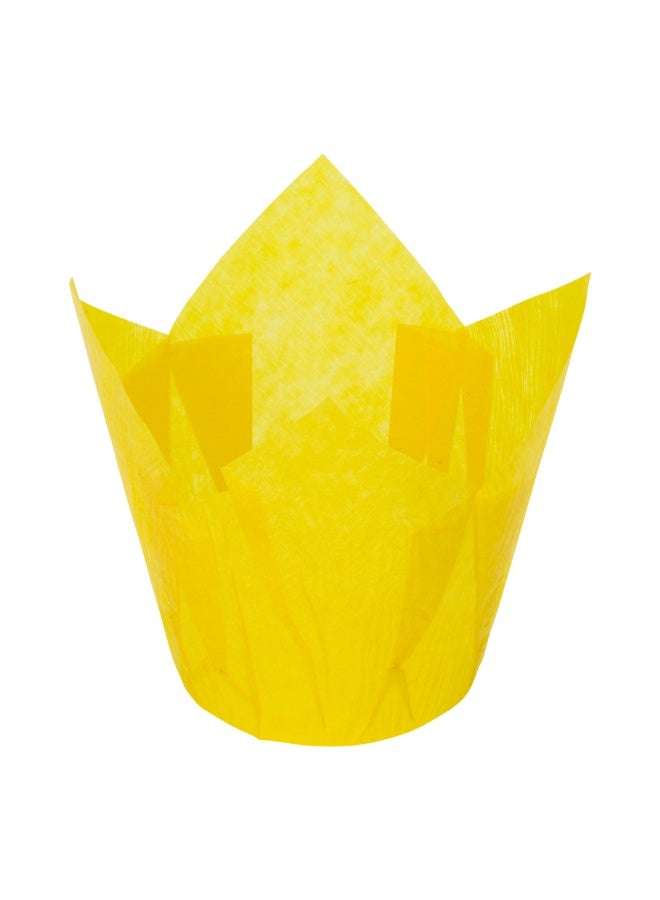 Restaurantware Panificio Premium 4 oz Yellow Paper Tulip Baking Cup: Paper Baking Cups Perfect for Muffins, Cupcakes or Mini Snacks - Greaseproof - Disposable and Recyclable - 200ct Box - Image 1