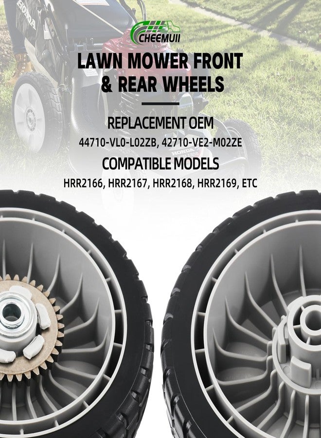 CheeMuii 4 Pack Lawn Mower Wheels Kit 2 Rear Wheels Replace for 42710-VE2-M02ZE and 2 Front Wheels Replace for 44710-VL0-L02ZB Compatible with Honda Lawn Mower HRR216 HRS216 HRT216 etc - Image 5