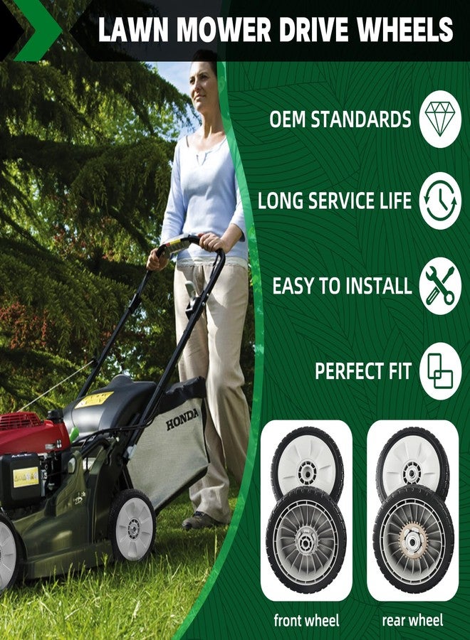 CheeMuii 4 Pack Lawn Mower Wheels Kit 2 Rear Wheels Replace for 42710-VE2-M02ZE and 2 Front Wheels Replace for 44710-VL0-L02ZB Compatible with Honda Lawn Mower HRR216 HRS216 HRT216 etc - Image 3