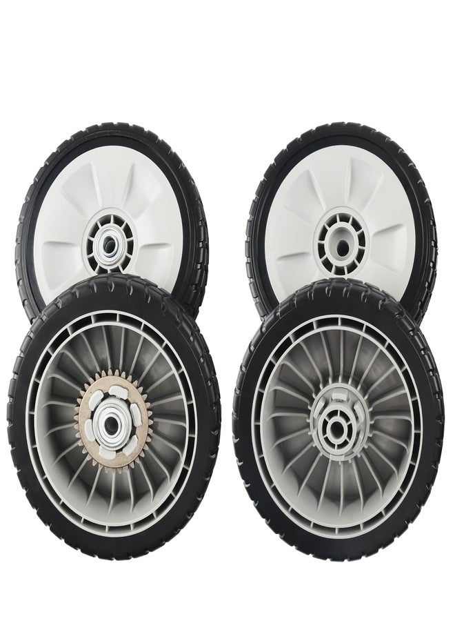 CheeMuii 4 Pack Lawn Mower Wheels Kit 2 Rear Wheels Replace for 42710-VE2-M02ZE and 2 Front Wheels Replace for 44710-VL0-L02ZB Compatible with Honda Lawn Mower HRR216 HRS216 HRT216 etc - Image 1