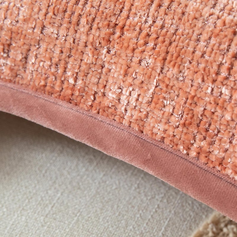 Yaertun Pack of 2 Chenille Textured Decorative Throw Pillow Covers Accent Solid Cushion Cover Soft Cozy Pillow Case with Velvet Back for Couch Sofa Bed Living Room 22x22 Inch Pink - Image 3