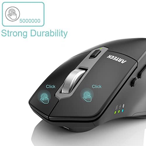 Arteck Multi-Device Wireless Bluetooth Mouse with Nano USB-A, USB-C Receiver Ergonomic Right Hand Silent Clicking Rechargeable Mouse for Computer Desktop PC Laptop Mac iPad and Windows 11/10 iPad OS - Image 4